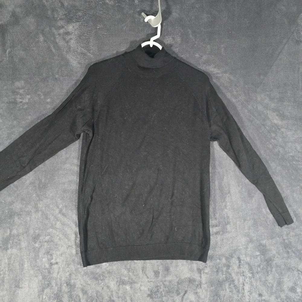 Zara Man Basic Mock Neck Knit Sweater Mens Medium Black Long‎ Sleeve